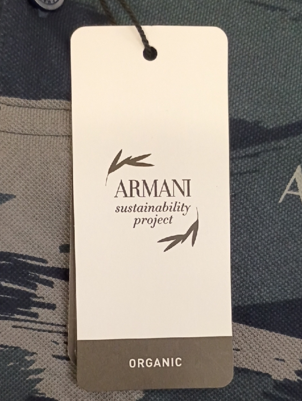 A|X Armani Exchange Camo Polo Shirt Navy Gray Logo Short Sleeve Size Small - Picture 9 of 10